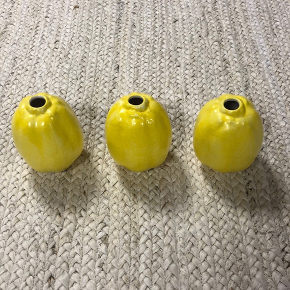 Threshold Other - NEW 3 Threshold Stoneware 4” Lemon Bud Vases